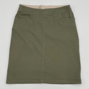 Vintage Olive Green‎ Mini Skirt Stretch High Waisted Preppy Zip-Up Spring Summer